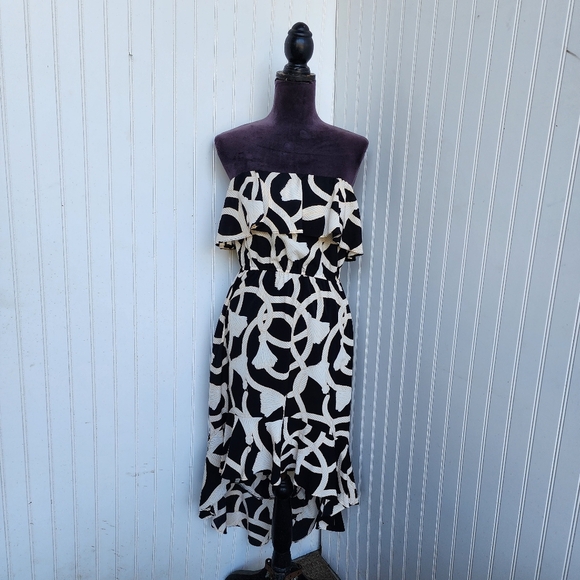 Margaret Josephs Macbeth Collection Dress Womens Beige Black Rope Off Shoulde L - Picture 1 of 14